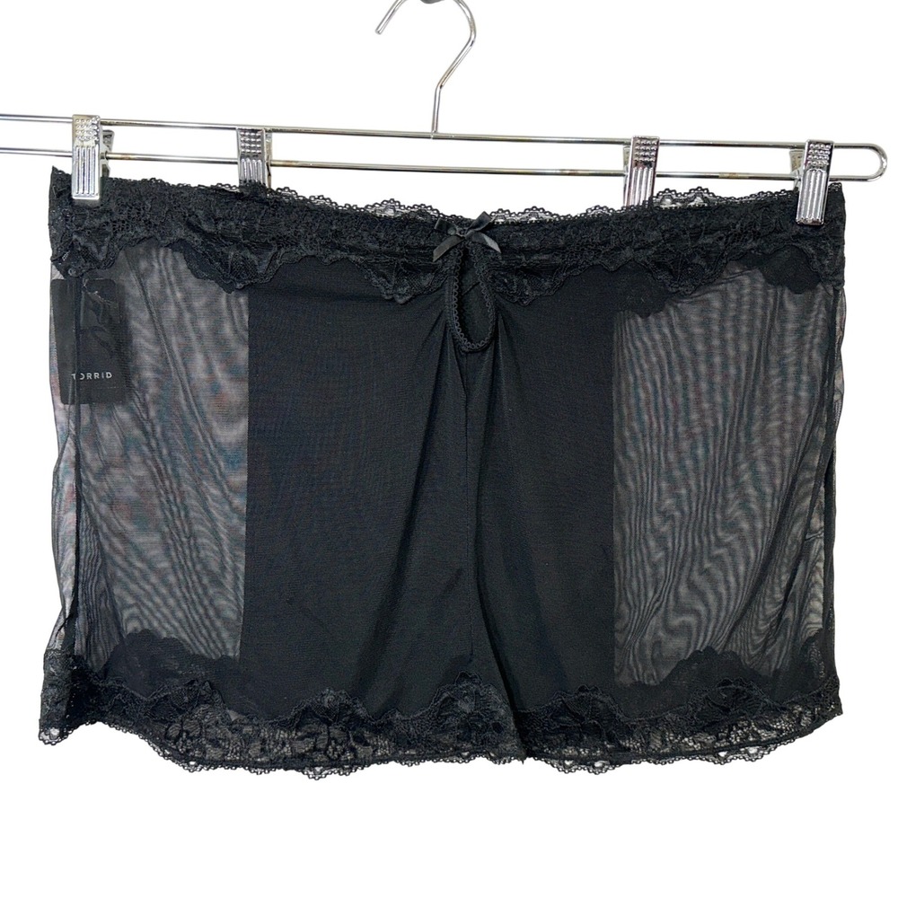 Torrid Plus Size 4X Half Slip Black Lace Trim Sheer Mesh Satin Skirt NWT 1616